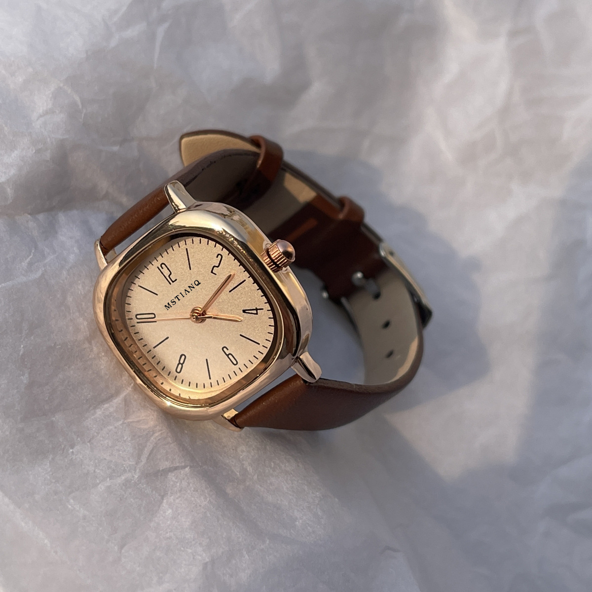 Foreign Trade Square Watch Civil Service Examination Watch Women's Model Middle School Student Ins Preppy Style Niche High-End Accessible Luxury