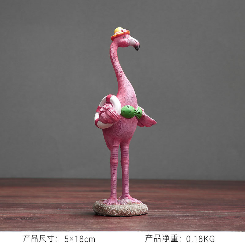Decoración del hogar Flamingo lindo decoración creativa artesanía de resina escultura patio al aire libre Joyería La historieta
