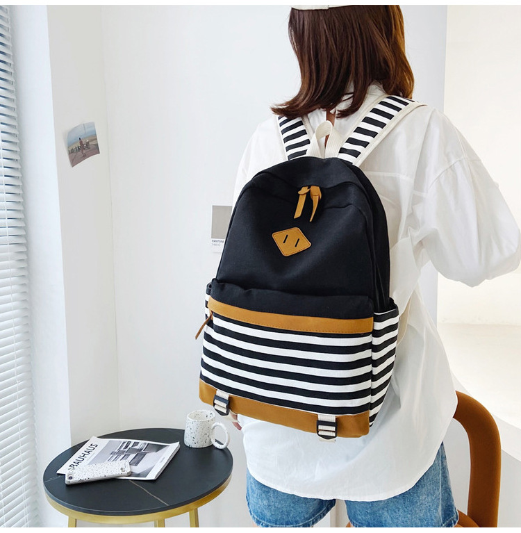 Stripes Large Capacity Fashion Canvas Backpack Wholesale Nihaojewelry display picture 17
