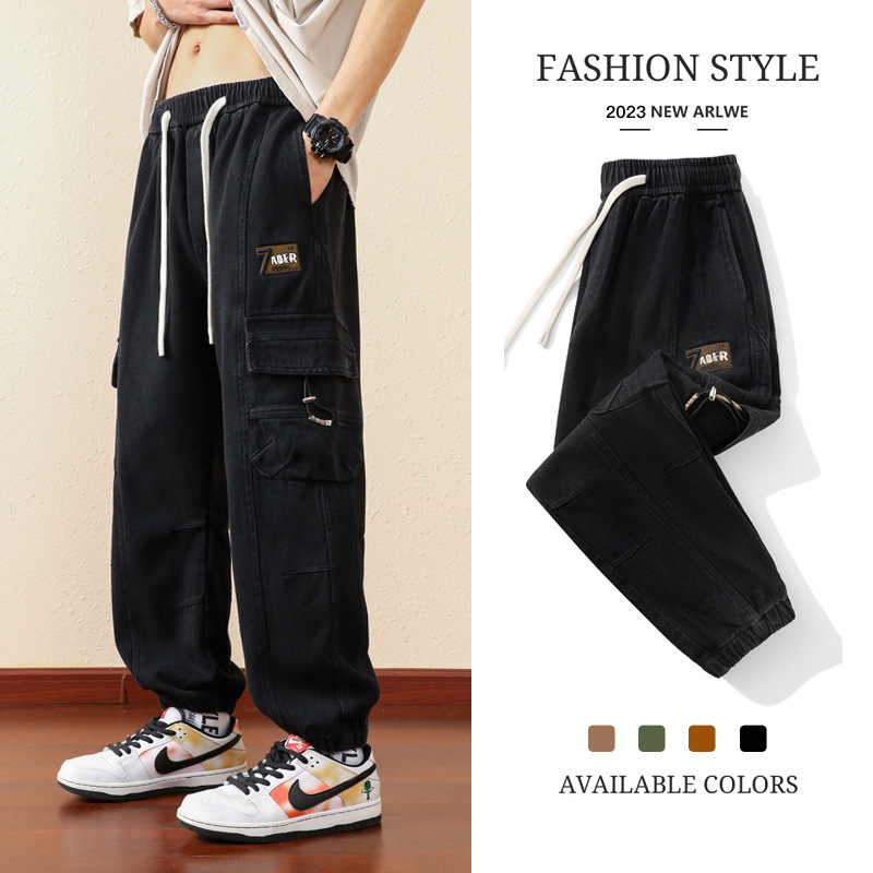 Pantalones de herramientas para niños primavera y otoño 2024 nueva tendencia suelta pantalones casuales pantalones de todo fósforo guapos para hombres