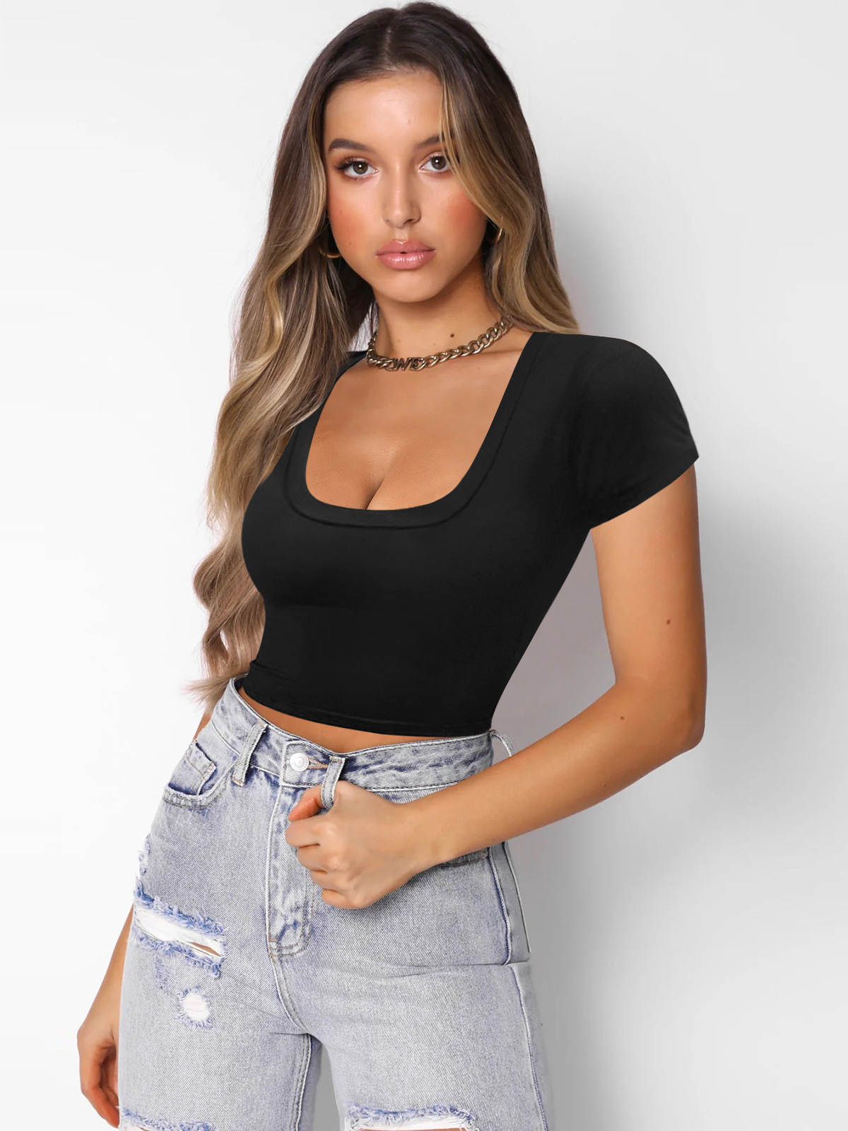 Pullovers Placket Type Cotton, Polyester Fabric Type Wholesale Women's Casual Sexy Solid Color Wine Red Short Sleeve T-Shirts