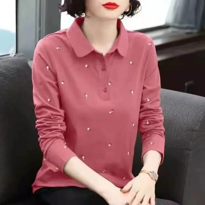 衫长袖恤女宽松大码妈妈装春季2025新款体恤显瘦上衣打底衫|undefined