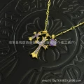 Square Sugar - Gold with Light Purple Diamonds