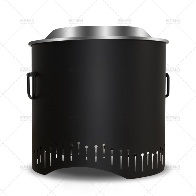 定制户外圆形无烟柴火炉不锈钢便携式野营野餐烧烤炉取暖炉火炉