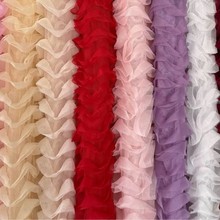 网纱盘带绣花 立体波浪绣花面料 盘带刺绣婚纱礼服童装盘带绣花
