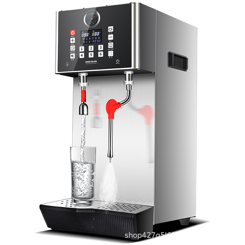 Caldera de Vapor para Leche, Espumador de Leche, Cafetería, Extractor de Té Multifuncional, Máquina de Vapor de Temperatura Constante de Doble Cabezal, Caldera de Agua Comercial