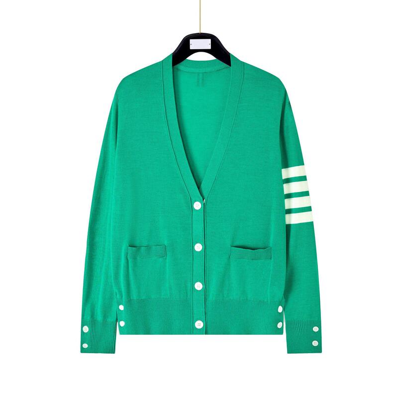 Tb Spring and Autumn New Knitted V-Neck Wool Cardigan Casual Fashion Women's Thin 4-Button Merino Wool Cardigan Tb Spring and Autumn New Knitted V-Neck Wool Cardigan Casual Fashion Women's Thin 4-Button Merino Wool Cardigan
