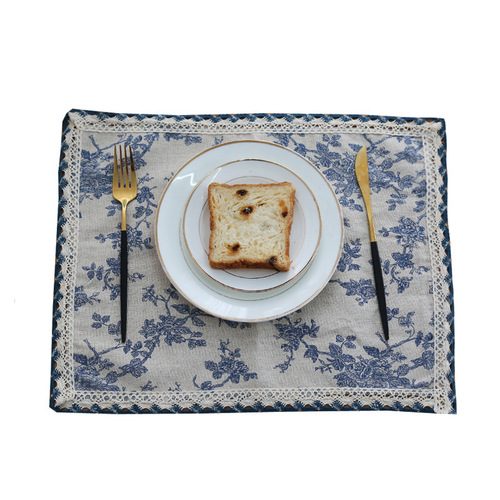 Beautiful element pastoral French modern simple fabric home table model room cafe lace placemat napkin cloth mat