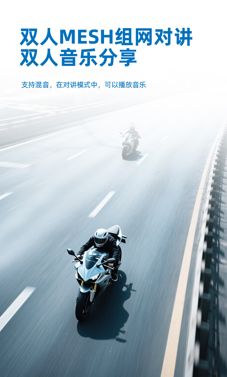 Cross-border exclusive motorcycle Bluetooth headset intercom for riding, waterproof, with digital display and earpiece, direct factory sale