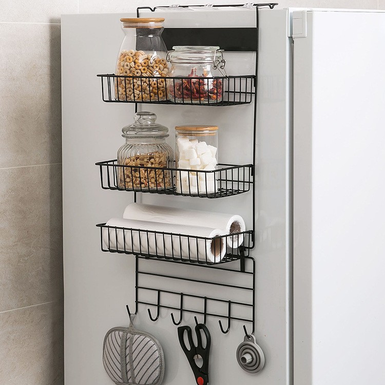 Refrigerator Storage Rack Side Storage Rack Kitchen Supplies Wall Hanging Multi-layer Storage Rack Hanging Basket Household Refrigerator Storage Rack