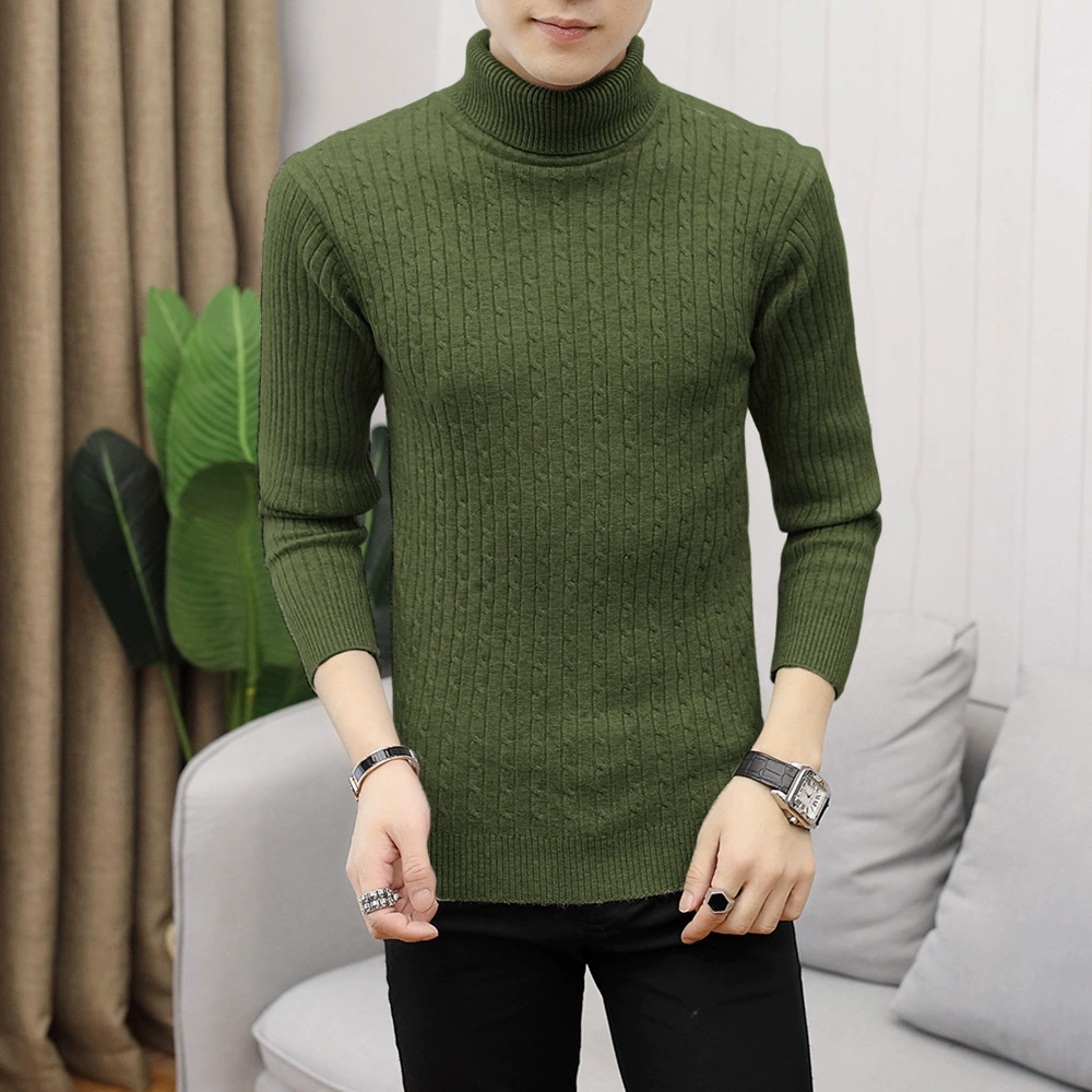 Демисезонный вязаный свитер, городской стиль, воротник-стойка, Slim Fit (2–2XL, múltiples цветов)