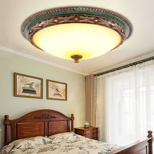 美式復古卧室燈LED圓形簡歐書房歐式吸頂燈卧室燈具鄉村地中海