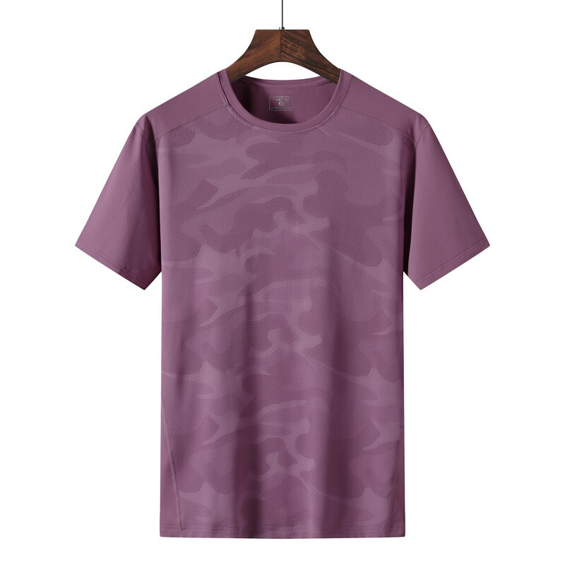 Summer Ice Silk Short-sleeved Crewneck Silk T-shirt Solid Color Loose Sports Casual Top Simple Lightweight in stock Men's Top Summer Ice Silk Short-sleeved Crewneck Silk T-shirt Solid Color Loose Sports Casual Top Simple Lightweight in stock Men's Top
