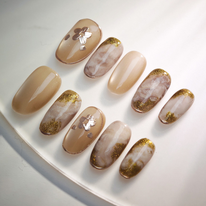 Amber Boutique Handmade Short Nail Tips High-End Pure Handmade Glittery Elegant Whitening Nail Stickers Wholesale Amber Boutique Handmade Short Nail Tips High-End Pure Handmade Glittery Elegant Whitening Nail Stickers Wholesale