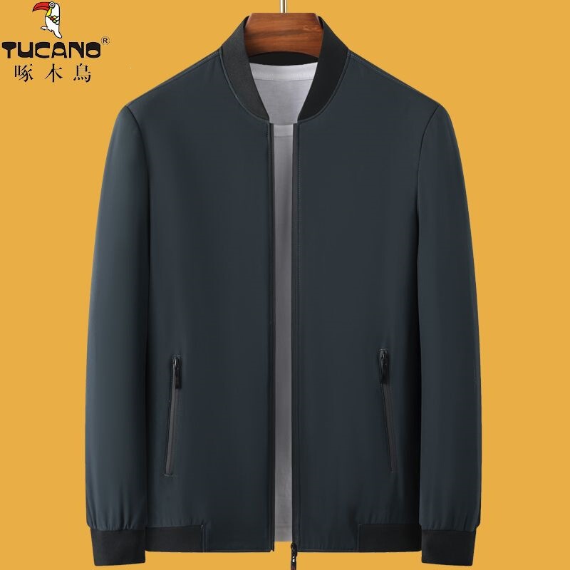 New casual versatile high-end comfortable soft solid color spring and autumn jacket for middle-aged and elderly men