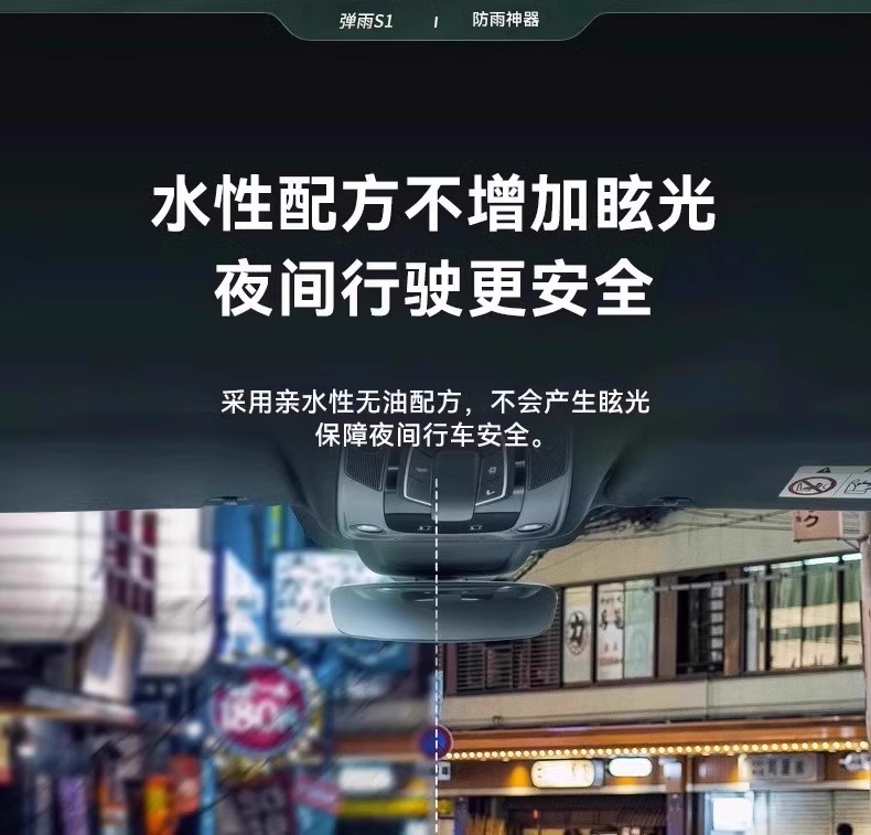 Car water drive bomb rain S1 rearview mirror glass anti-fog agent small ears rainproof dripping water does not stick to the line of sight clear spray