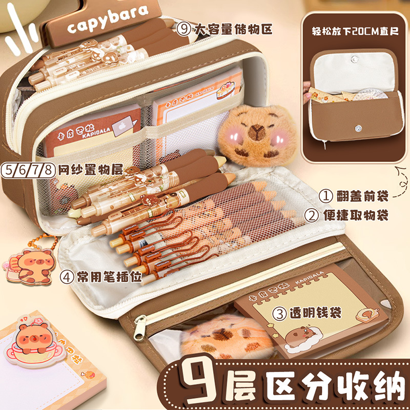 Estuche de lápices grande para niñas, escuela primaria, multifunción