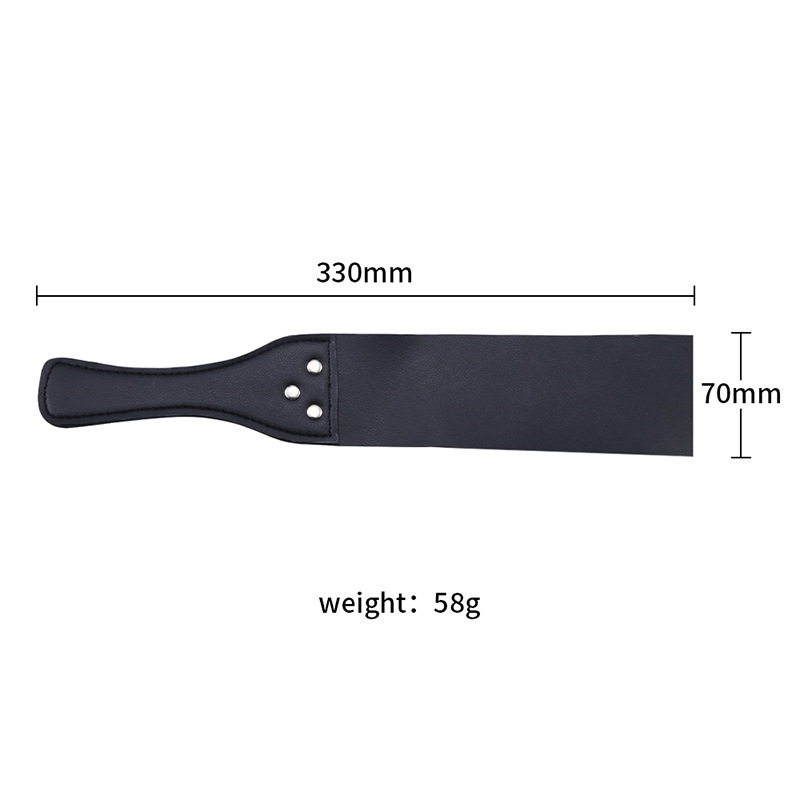 Leather Spanking Paddle with Rivets, Long Handle, Adult Sensory Play Tool — detail image 4