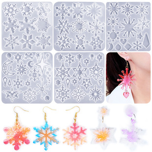 DIY Crystal Glue Snowflake Series Earrings Silicone Mold Christmas Gift Jewelry Pendant Earrings Pendant