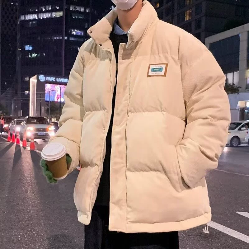 Вельветовая ватная куртка для мужчин 2024 осень и зима утолщение прилив свободная пара хлопчатобумажная одежда для защиты от холода и теплого воротника