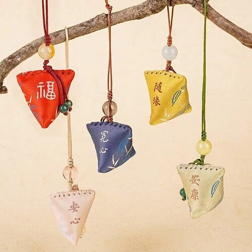 Easter Festival Embroidered Zongzi Aroma Pouch Mini Portable mugwort fortune bag spherical aroma sachet phone hanger gift