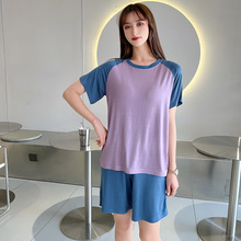 2025夏季工厂供货拼色女士套装简约时尚短袖女装一件代发