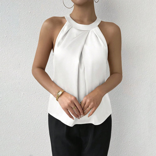 European and American Women's High-End Fashion Satin Blouse Women Summer New Color Silk Amazon Blouse Wholesale Top