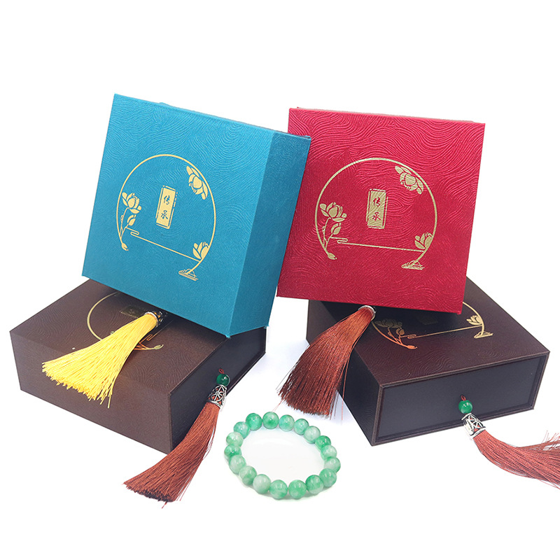 古法金传承礼盒手串手镯盒翡翠玉器珠宝首饰盒流苏抽屉收纳礼物盒