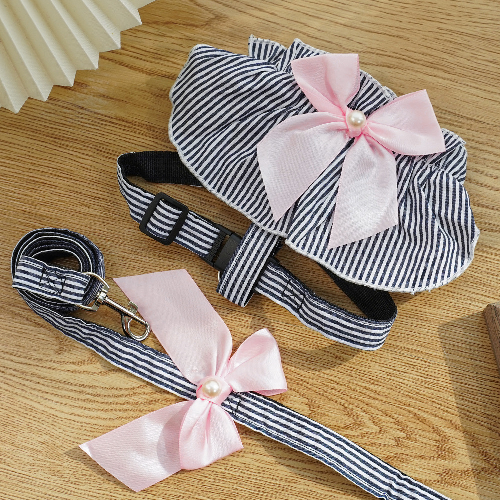 Collar de perro y gato a rayas azules estilo correa para exteriores arnés ropa para perros y gatos suministros para mascotas al por mayor