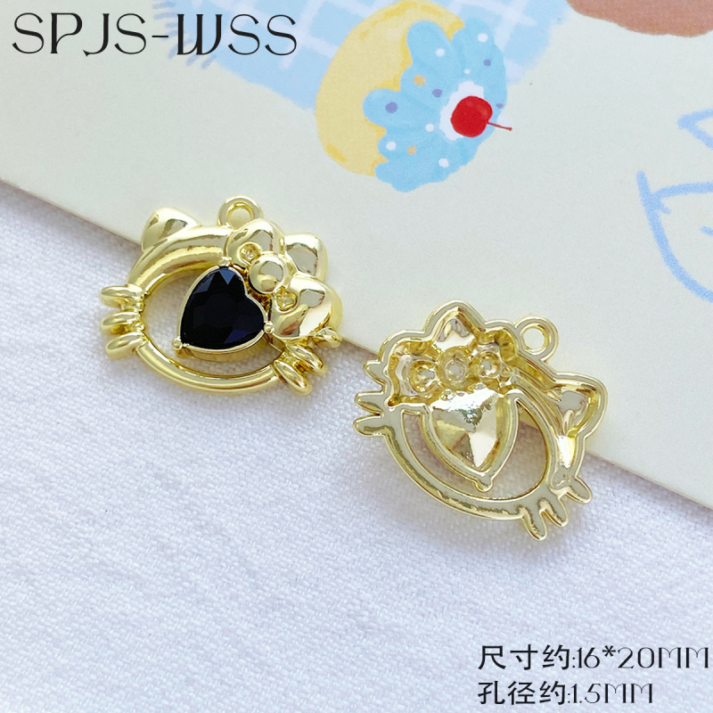 可爱少女多色爱心KT头镂空吊坠diy手链项链耳饰发饰挂件配件材料|undefined