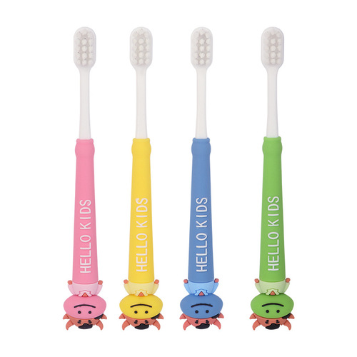 Calf style children's toothbrush candy color four color cartoon children's toothbrush wholesale 2-12 years old silicone handle toothbrush