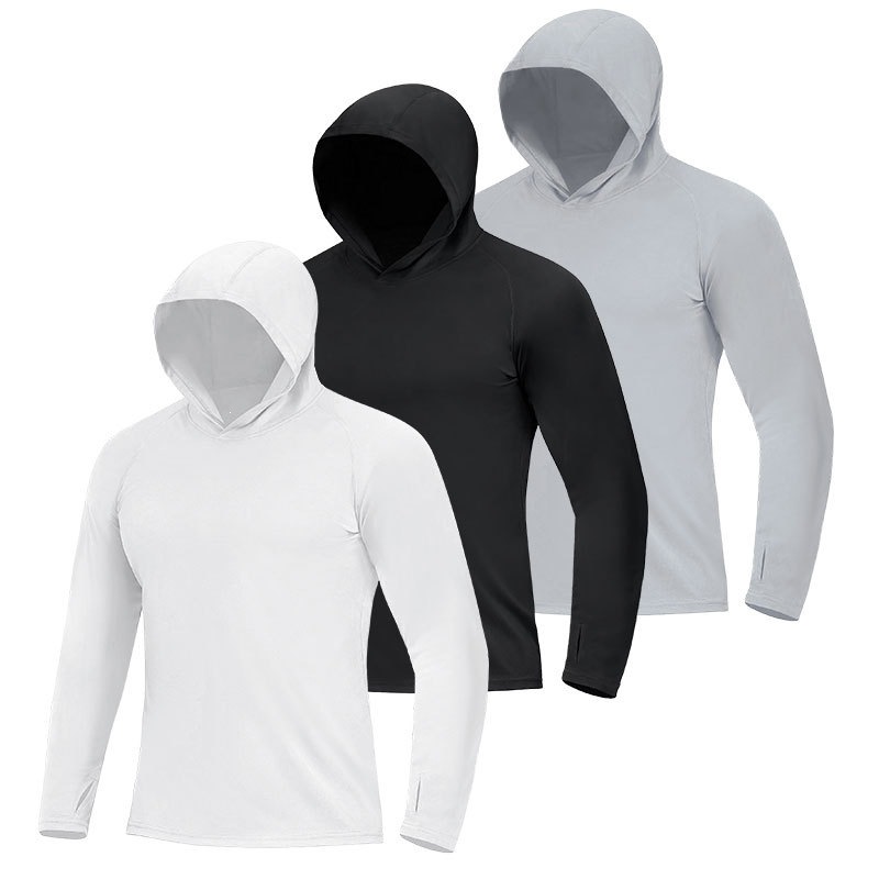 Cross-border men's summer UV protection hooded slim-fit sun protection outdoor beach hiking climbing fishing clothing UPF50+