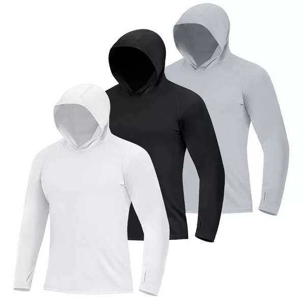 Cross-border men's summer UV protection hooded slim-fit sun protection outdoor beach hiking climbing fishing clothing UPF50+