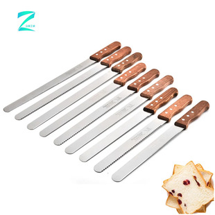 Stainless Steel Wooden Handle Bread Knife Cake Cream Spatula Fine Steel Decorating Knife Kitchen Baking Tools Wholesale Baking