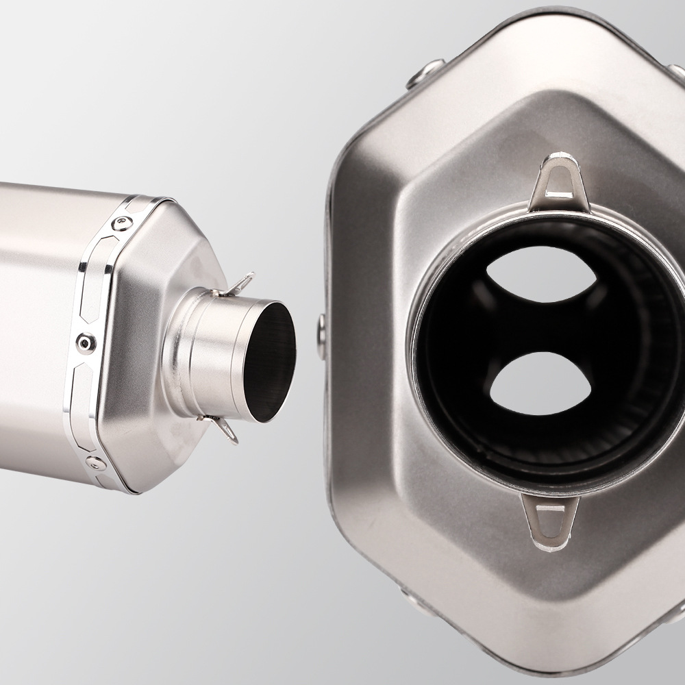 Motorcycle Modified S7 Rectangular Hexagon Exhaust Pipe 51MM Universal Tail 675SRR CBR400R ZX4R
