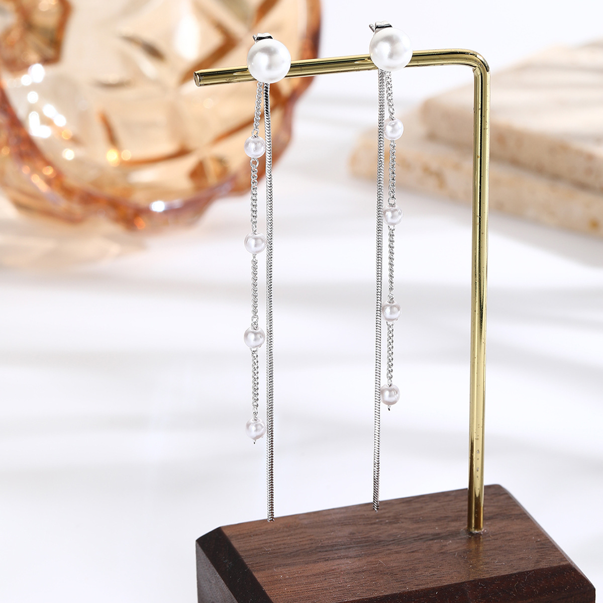 luxury temperament cold style full diamond claw chain earrings long tassel exaggerated diamond claw chain earrings_voghion.com