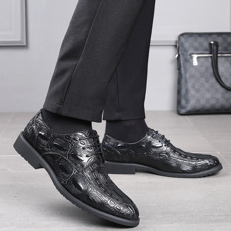 Heren nette schoenen van krokodillenleer met veters voor kantoor_voghion.com