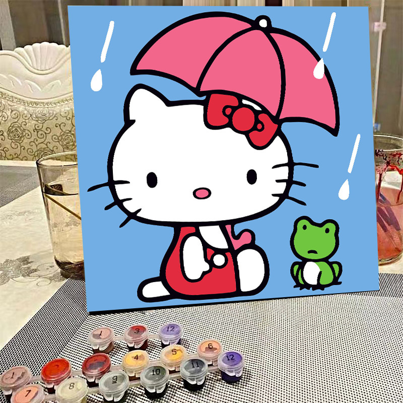 デジタル油絵diyの塗り絵の子供は漫画のアニメを埋めて色を塗ります。|undefined