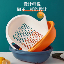 厂家批发沥水塑料洗菜盆厨房水果盘客厅水槽挂钩收纳菜篮子多功能