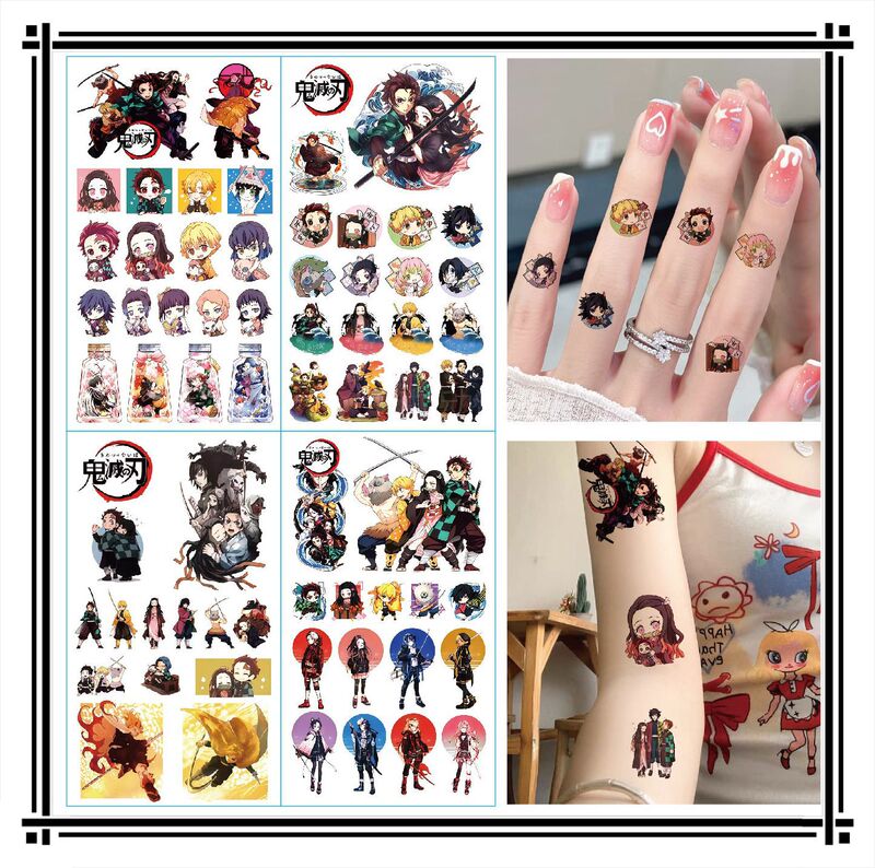 Anime Tattoo Stickers Tanjiro Nezuko Zenitsu Giyu Same Style Q-Version Cartoon Demon Slayer Tattoo Stickers Anime Tattoo Stickers Tanjiro Nezuko Zenitsu Giyu Same Style Q-Version Cartoon Demon Slayer Tattoo Stickers