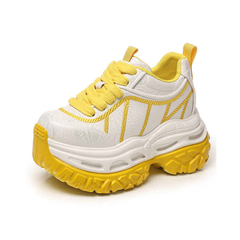Giày sneaker nữ chunky đế dày tăng chiều cao phong cách thể thao — màu hồng