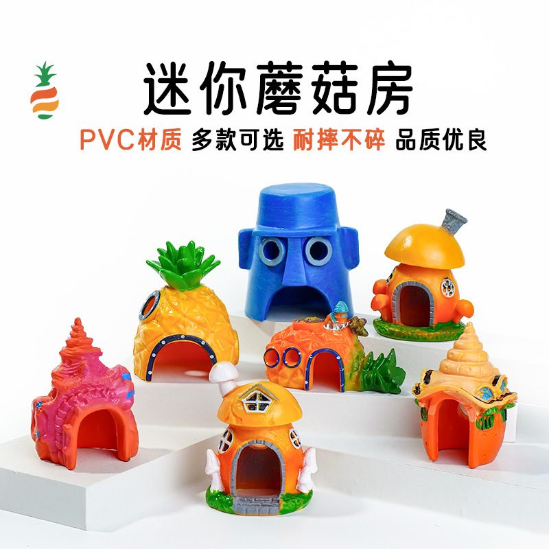 Casa de Hongos para Acuario de Resina y PVC Refugio para Peces Decorativo para Peceras