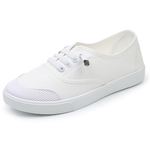 Dropshipping Canvas Shoes 2025 Spring Canvas Shoes Women Fashionable White Shoes Student Flat Casual Platform Shoes