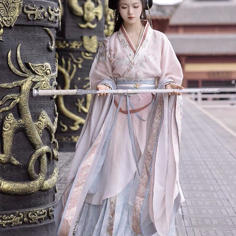 Wei, Jin, Southern and Northern Dynasty Han Dynasty 2025 New Women's Ancient Costume Fairy Fluttering Ancient Style Small Straight-Sleeved Shirt Suit