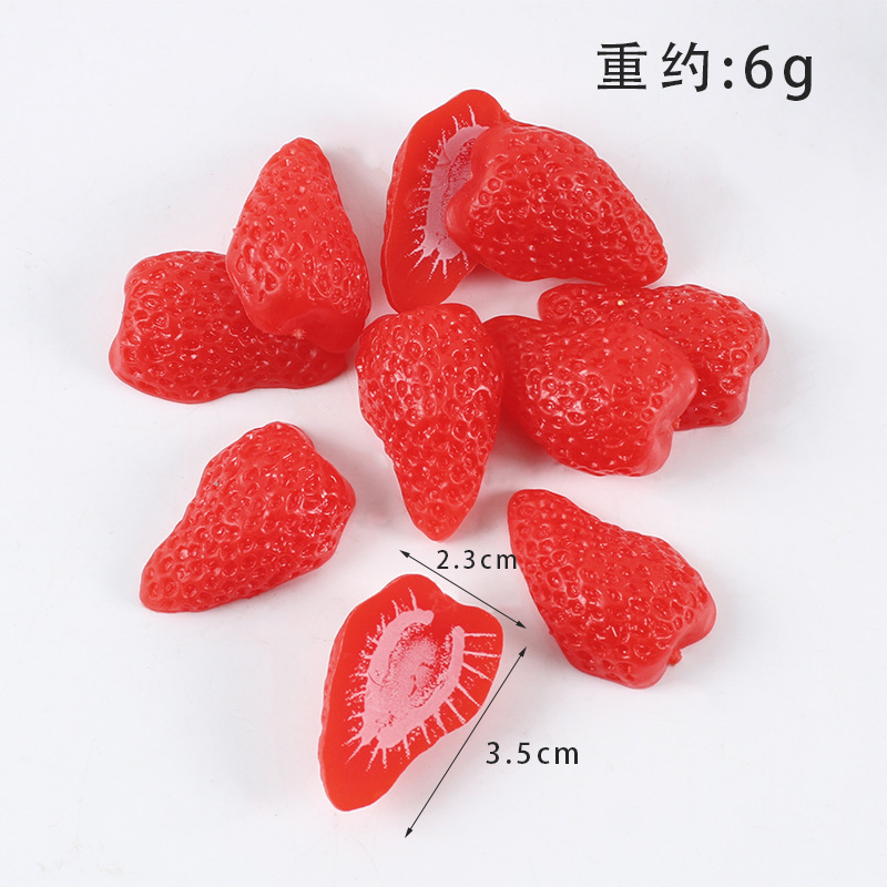 PVC仿真半个草莓水果配件大号印花草莓diy手工生日蛋糕装饰材料|undefined