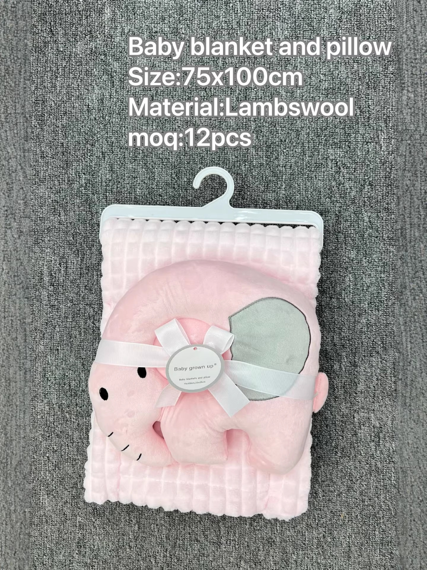 Baby Cashmere Blanket U-Shaped Pillow 2 Set de dos piezas suave y gruesa estilo Elephant Crown colcha de bebé