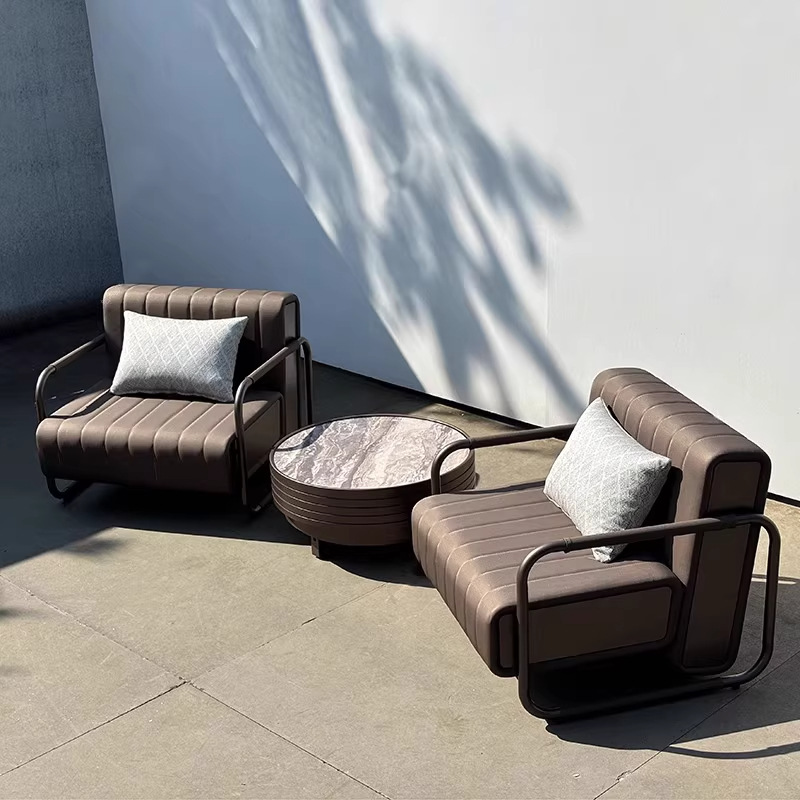 Sofá de cuero al aire libre patio villa jardín al aire libre impermeable sofá de ocio al aire libre combinación de muebles asiento