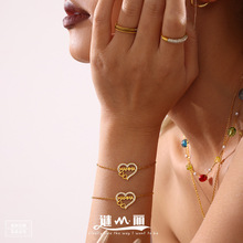 谜丽 字母MAMMA爱心手链超闪锆石手工镶嵌气质小众欧美风新款首饰