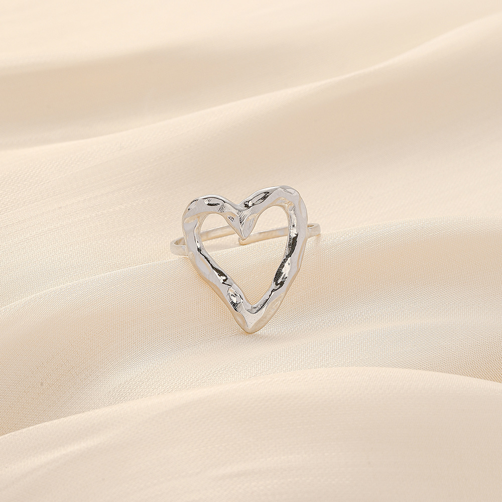 6g Weight Open Ring Classification Adjustable Ring Size 1 Piece Quantity Daily Occasion Stainless Steel Material Star, Heart Shape Pattern Women'S Gender Plating Design Simple Style Style Simple Style Star Heart Shape Stainless Steel Plating Open Ring 1 Piece 20