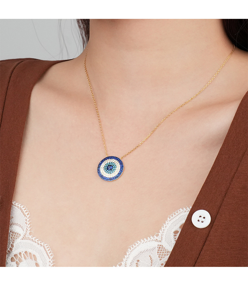 Collana in argento sterling con occhio del diavolo e catena a clavicola retrò con diamanti di nicchia_voghion.com